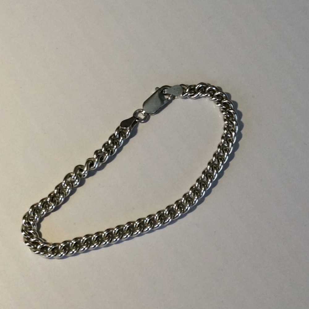 Sterling Silver Curb Chain Bracelet Italy
